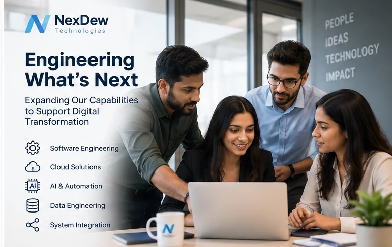 NexDew Technologies engineering team collaborating on enterprise technology solutions
