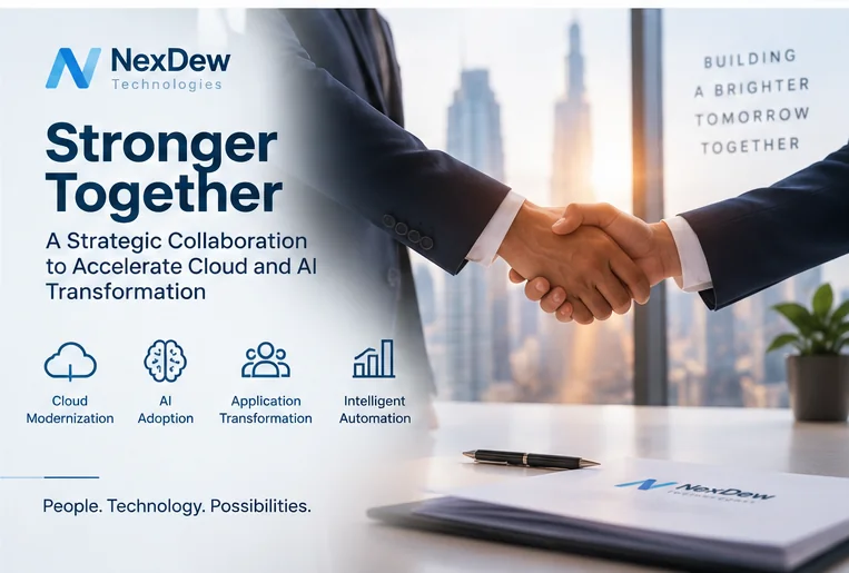 NexDew Technologies representatives discussing cloud and AI collaboration